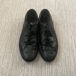Men's black leather Common Projects sneaker